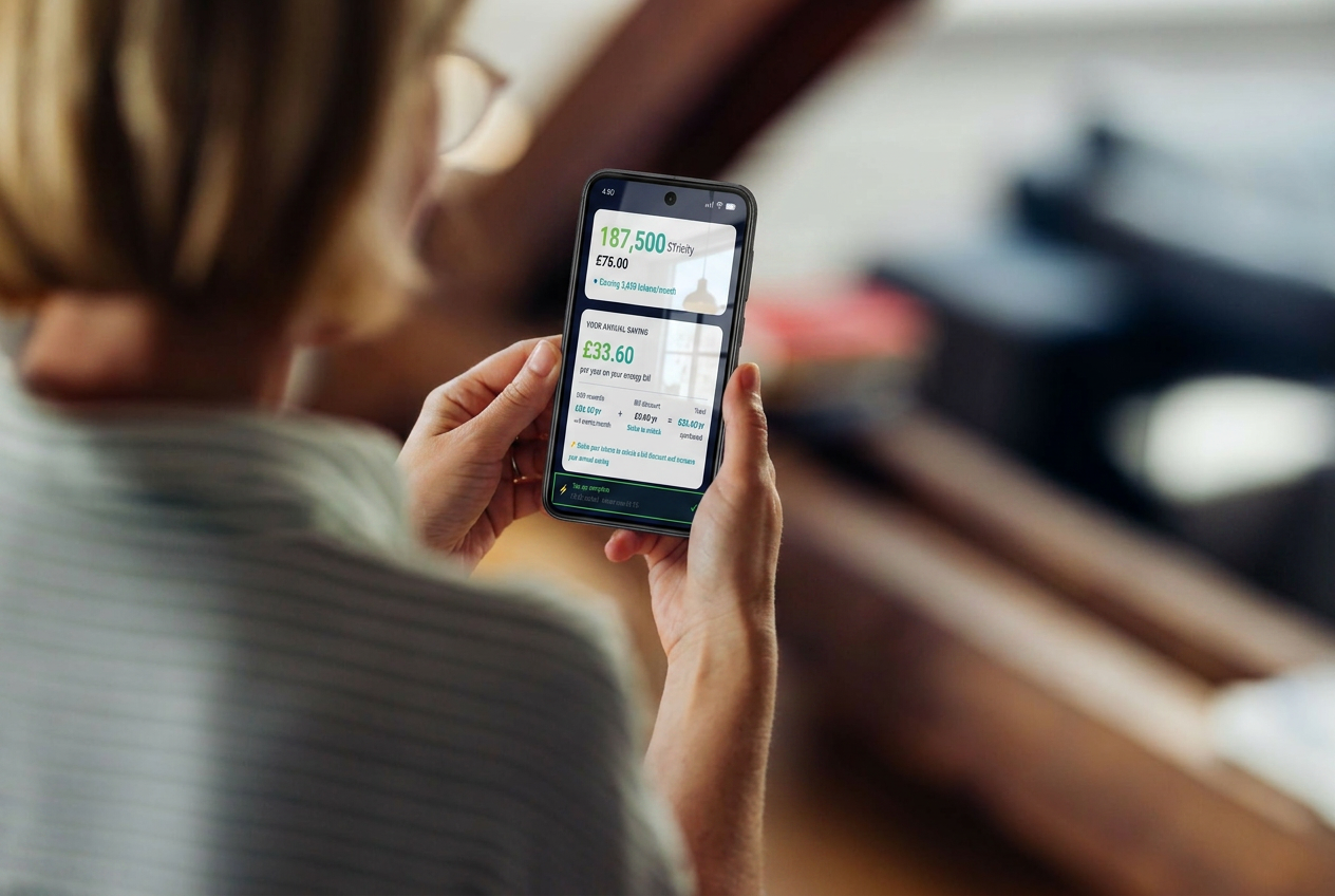 Lady checking her Tricity Labs app