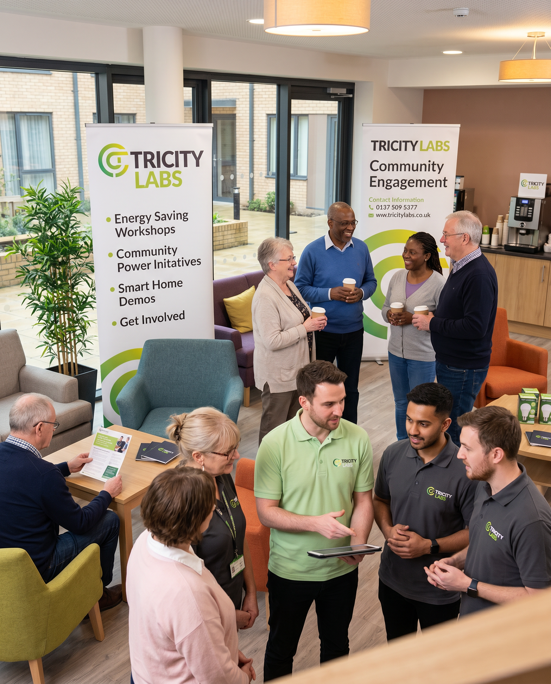 Tricity Labs trainers speaking with tenants